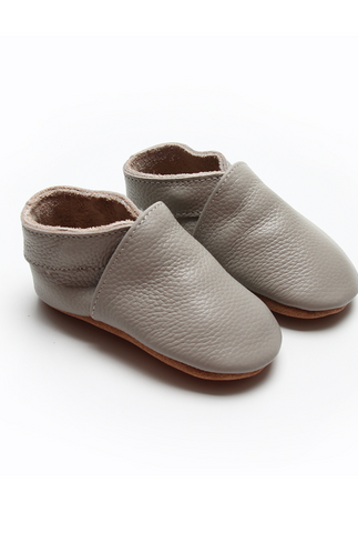 Soft Sole Leather Shoes - Soft Grey