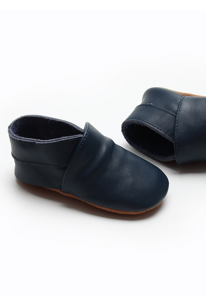 Soft Sole Leather Shoes - Dark Blue
