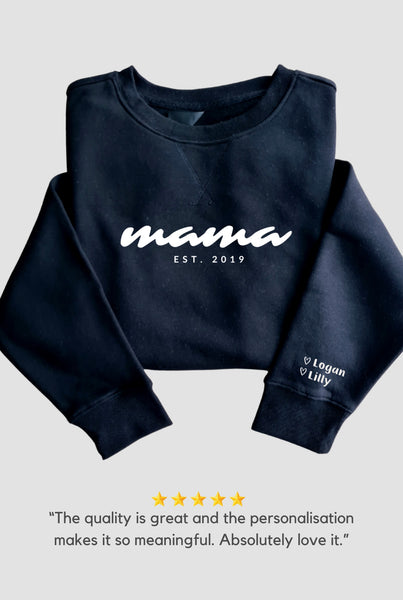 Personalised MAMA Sweatshirt - Custom Mum Gift, Mother's Day Gift - BLACK