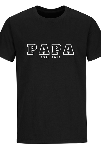 Personalised PAPA T-shirt - Black - Gifts For Dad