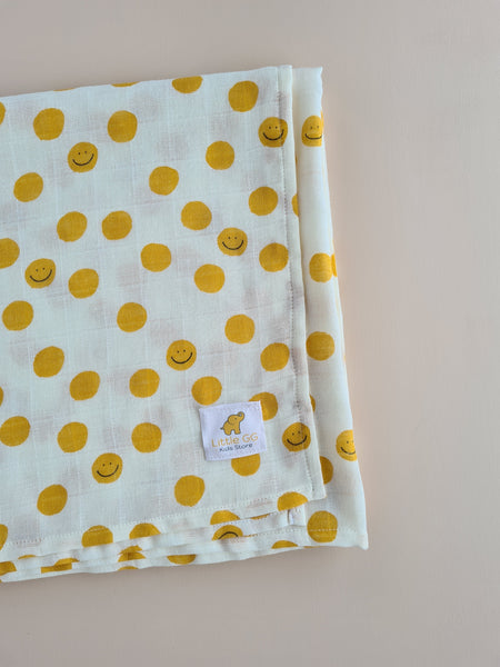 Double Muslin Swaddle Blanket - Happy