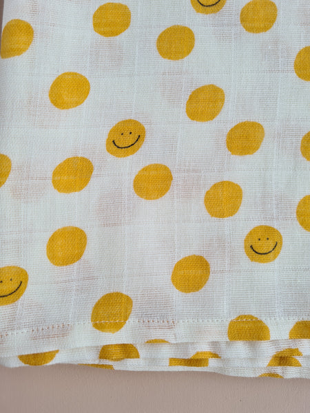 Double Muslin Swaddle Blanket - Happy