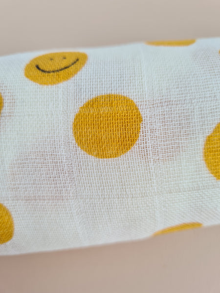 Double Muslin Swaddle Blanket - Happy