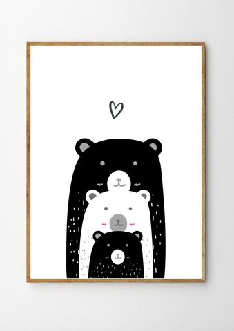 Bear Family - Nursery Printable Art
