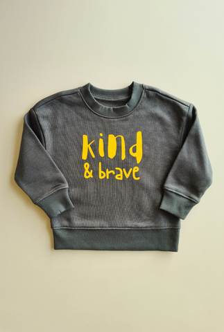 Kind & Brave Crew Sweatshirt - Army Green