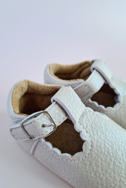 T-bar Soft Sole Baby Shoes - Stone
