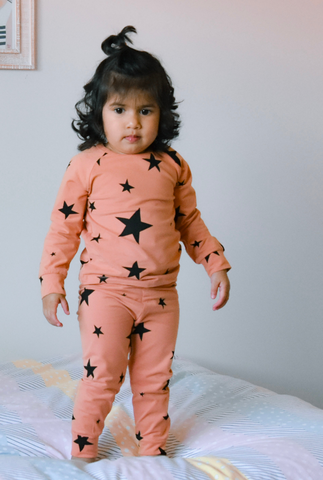 Cotton Pyjamas Set - Tangerine Stars